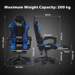 Alivio Ergonomic Gaming Chair with Massage Lumbar Cushion in Blue - thumbnail 5