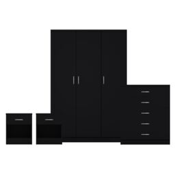 Home Discount Vida Designs 4Pc Bedroom Set 2xBedside Chest, 4 Drawer Chest, Wardrobe in Black - thumbnail 8