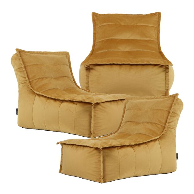 icon Dolce Large Beanbag Lounger, Velvet (3-Pack) in Yellow - image 1
