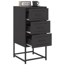 Berkfield Home Durable Bedside Cabinets 2 pcs Black 36x39x78 cm Steel - Size: 36 x 39 x 78 cm - thumbnail 4