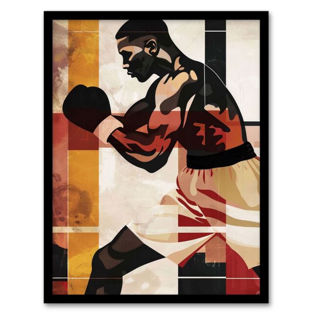 "Artery8 Boxer Pop Art Portrait Fighter Boxing Design Framed Art Print - Size: W12"" x H16""" - image 1