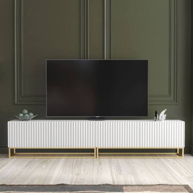 Creative Furniture Ripple Duo TV Unit 200cm - White with Fluted Doors - image 1