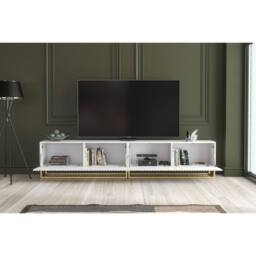 Creative Furniture Ripple Duo TV Unit 200cm - White with Fluted Doors - thumbnail 4