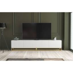 Creative Furniture Ripple Duo TV Unit 200cm - White with Fluted Doors - thumbnail 3