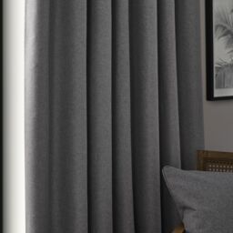 Furn Dawn Blackout Pencil Pleat Curtain Pair in Charcoal - Size: 117 cm width x 183 cm drop - thumbnail 3