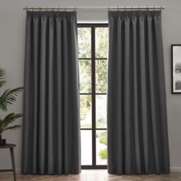 Furn Dawn Blackout Pencil Pleat Curtain Pair in Charcoal - Size: 117 cm width x 183 cm drop - thumbnail 5