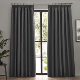 Furn Dawn Blackout Pencil Pleat Curtain Pair in Charcoal - Size: 117 cm width x 183 cm drop - thumbnail 6