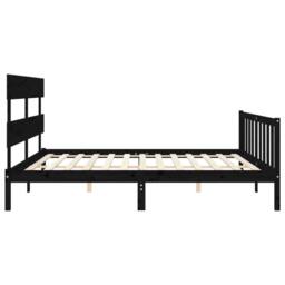 Berkfield Home Bed Frame with Headboard Black 200x200 cm Solid Wood - thumbnail 7