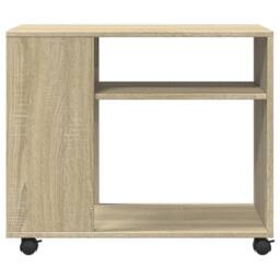 Berkfield Home Side Table with Wheels Sonoma Oak 70x35x60 cm Engineered Wood in Light Tan - Size: 70 x 35 x 60 cm - thumbnail 5