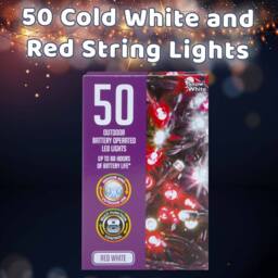 VFM e-Store Christmas Cold White & Red String Lights 50 Bulbs 5m 30cm Lead X 1 - thumbnail 3
