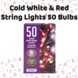 VFM e-Store Christmas Cold White & Red String Lights 50 Bulbs 5m 30cm Lead X 1 - thumbnail 2