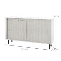 HOMCOM Sideboard Storage Cabinet for Living Room with Adjustable Shelves in White - thumbnail 3