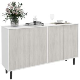 HOMCOM Sideboard Storage Cabinet for Living Room with Adjustable Shelves in White - thumbnail 2