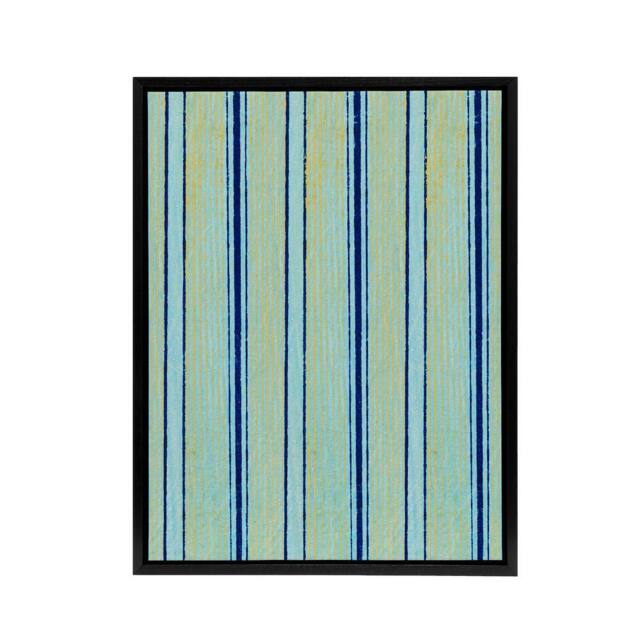 "Artery8 Blue Stripes Vintage Pattern Framed Canvas Wall Art Print Furuya Korin - Size: W12"" x H16""" - image 1