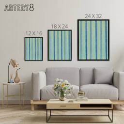 "Artery8 Blue Stripes Vintage Pattern Framed Canvas Wall Art Print Furuya Korin - Size: W12"" x H16""" - thumbnail 4