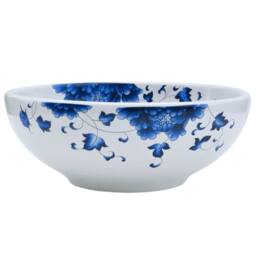 Berkfield Home Countertop Basin White & Blue Round Œ¶41x14 cm Ceramic - Size: 41x14 cm
