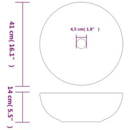 Berkfield Home Countertop Basin White & Blue Round Œ¶41x14 cm Ceramic - Size: 41x14 cm - thumbnail 6