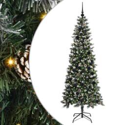 Berkfield Home Artificial Christmas Tree with 300 LEDs Green 86 x 86 x 210 cm - thumbnail 2