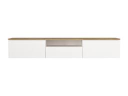 Vente-unique Wall-Mounted TV Unit With 3 Doors & 1 Niche - White & Natural in Light Oak - thumbnail 2