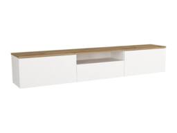 Vente-unique Wall-Mounted TV Unit With 3 Doors & 1 Niche - White & Natural in Light Oak - thumbnail 6