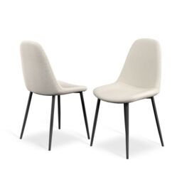 More4Homes Malvern Round Dining Table & Chairs - Black Table Top w Solid Oak Legs + Maya Boucle Dining Chair Set Of 4 in Ivory - thumbnail 5