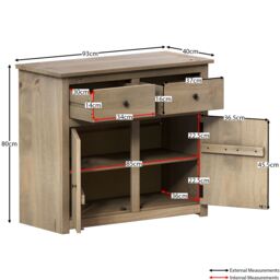 Home Discount Vida Designs Panama 2 Door 2 Drawer Sideboard Storage Solid Wood 800 x 930 x 400 mm in Brown - thumbnail 3