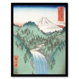 Artery8 Utagawa Hiroshige Framed Wall Art In The Mountains Of Izu Province in Green - Size: A4 - thumbnail 1