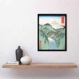 Artery8 Utagawa Hiroshige Framed Wall Art In The Mountains Of Izu Province in Green - Size: A4 - thumbnail 2