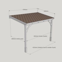 Rutland County Garden Furniture Ltd Felt Shingle Roof Car Port 2 Post, Wood, L300 x W434 cm - Rustic Brown in Light Green - thumbnail 6