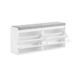 SoBuy Slim Entrance Bench - Lift-Down Storage Compartment in White - thumbnail 4