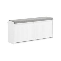 SoBuy Slim Entrance Bench - Lift-Down Storage Compartment in White - thumbnail 2