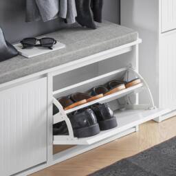 SoBuy Slim Entrance Bench - Lift-Down Storage Compartment in White - thumbnail 9