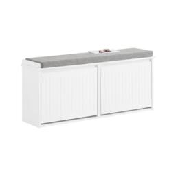 SoBuy Slim Entrance Bench - Lift-Down Storage Compartment in White - thumbnail 5