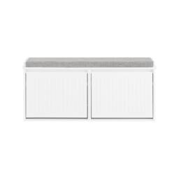 SoBuy Slim Entrance Bench - Lift-Down Storage Compartment in White - thumbnail 6