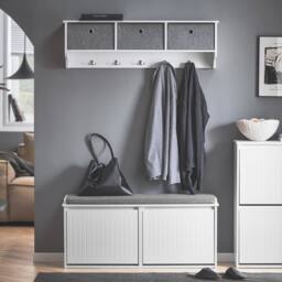 SoBuy Slim Entrance Bench - Lift-Down Storage Compartment in White - thumbnail 1