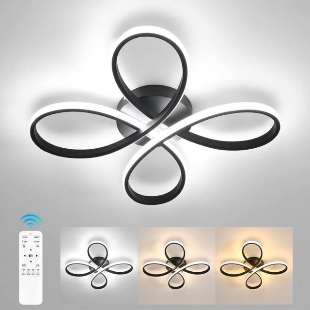 Goeco LED Ceiling Light Dimmable, 40W, 40cm, Black, for Bedroom, Living Room in Black - image 1
