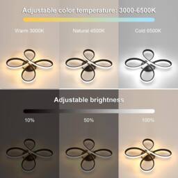 Goeco LED Ceiling Light Dimmable, 40W, 40cm, Black, for Bedroom, Living Room in Black - thumbnail 6