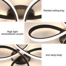 Goeco LED Ceiling Light Dimmable, 40W, 40cm, Black, for Bedroom, Living Room in Black - thumbnail 8
