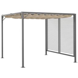 OUTSUNNY 3 x 2.8m Metal Pergola Patio Sun Shelter Grape Tent Retractable Canopy Gazebo in Beige - thumbnail 2