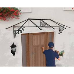 Palram Patio Cover Lily Extendable Canopy Door Awning Kit 2600 Clear L267.2cm in Black - thumbnail 2