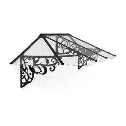 Palram Patio Cover Lily Extendable Canopy Door Awning Kit 2600 Clear L267.2cm in Black