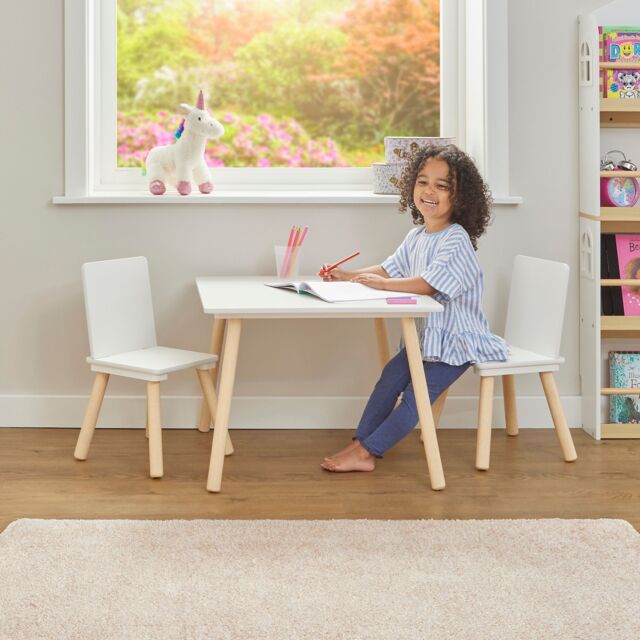 Liberty House Toys White & Pinewood Table & Chair set - image 1