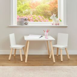 Liberty House Toys White & Pinewood Table & Chair set - thumbnail 3