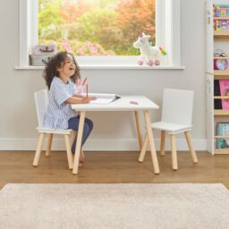 Liberty House Toys White & Pinewood Table & Chair set - thumbnail 2