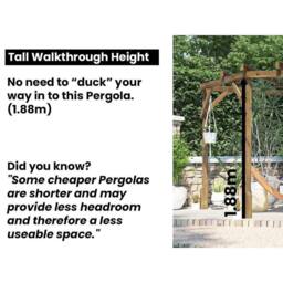 Dunster House Wooden Corner Pergola 3m x 3m with Slats & Trellis, Utopia Diamond in Brown - thumbnail 4