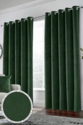 Enhanced Living 100% Blackout Luxury Supersoft Velvet Thermal Eyelet Curtains for Living Room & Bedrooms in Green - Size: 168 cm width x 229 cm drop - thumbnail 1