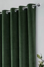 Enhanced Living 100% Blackout Luxury Supersoft Velvet Thermal Eyelet Curtains for Living Room & Bedrooms in Green - Size: 168 cm width x 229 cm drop - thumbnail 2