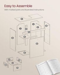 SONGMICS Pedestal Under Sink Bathroom Storage Cabinet with 3 Drawers & 2 Compartments in White - thumbnail 3