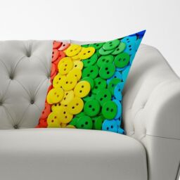 Warren Reed - Designer Colourful Buttons Pattern Cushions in Green - Size: 45 cm x 45 cm - thumbnail 2