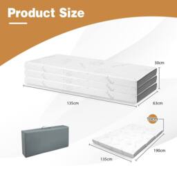 Gymax Double Size Folding Mattress Cool Gel Memory Foam With Bamboo Mesh Cover in White - thumbnail 2